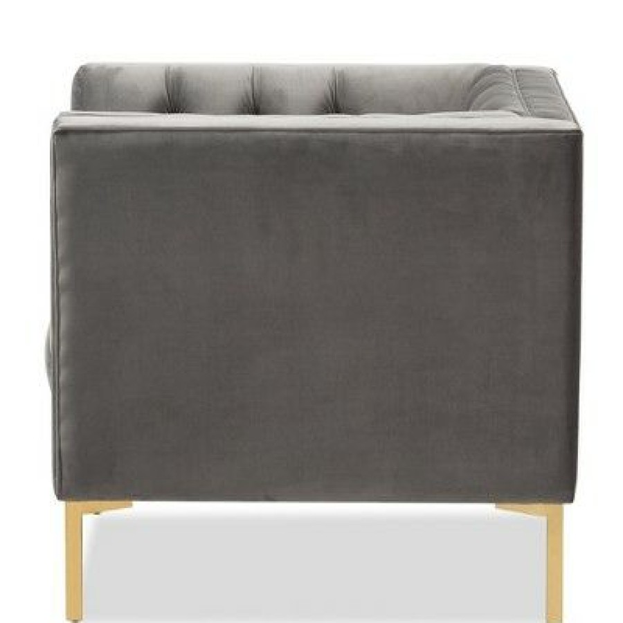 Zanetta Luxe And Glamour Velvet Upholstered Gold Finished Lounge Chair Baxton Studio | * Clearance