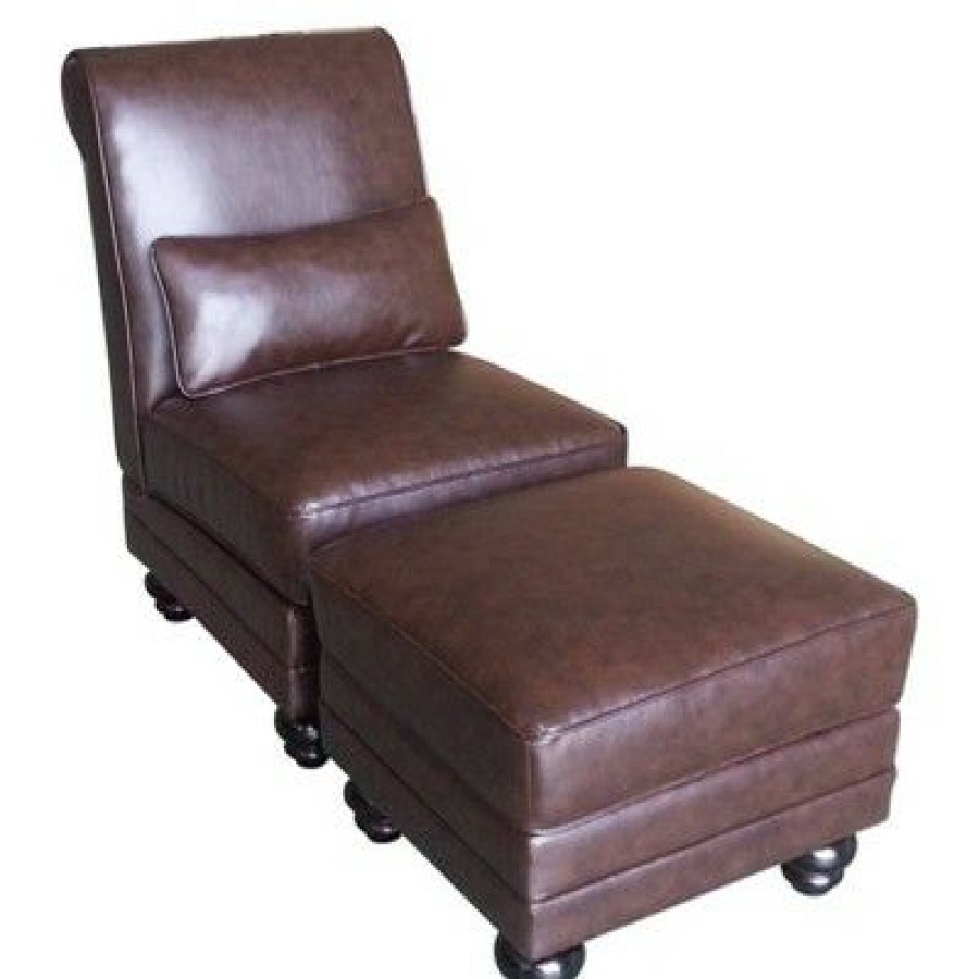 Copenhagen Bonded Leather Slipper Chair Chestnut Brown Serta | * Best