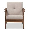 Bianca Mid Century Modern Walnut Wood Light Gray Fabric Tufted Lounge Chair Light Gray Baxton Studio | * Online