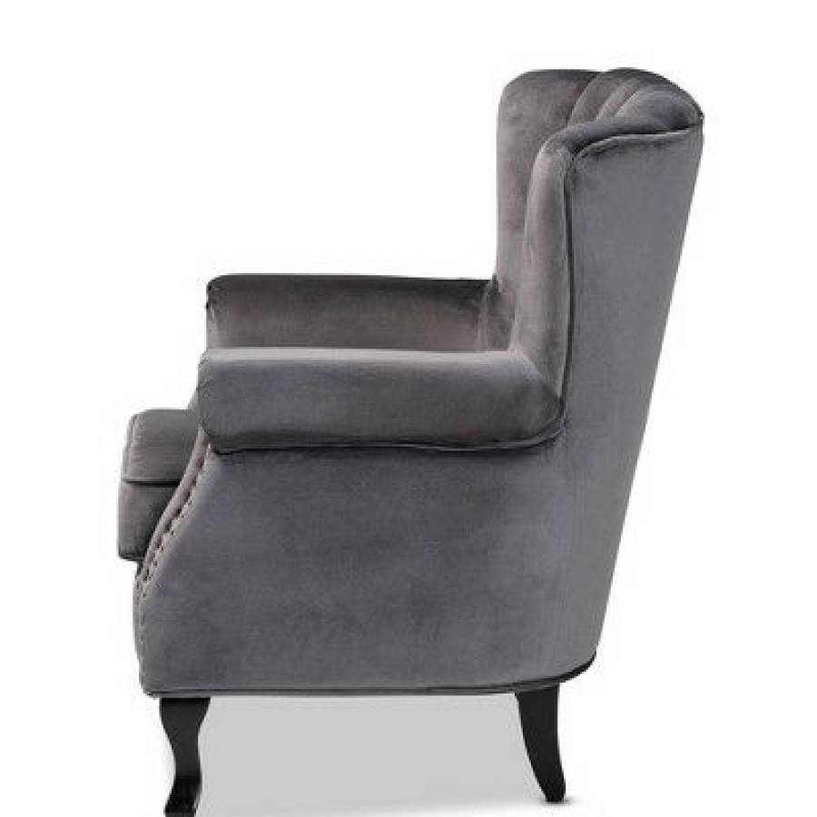 Relena Velvet Wood Armchair Baxton Studio | * Online