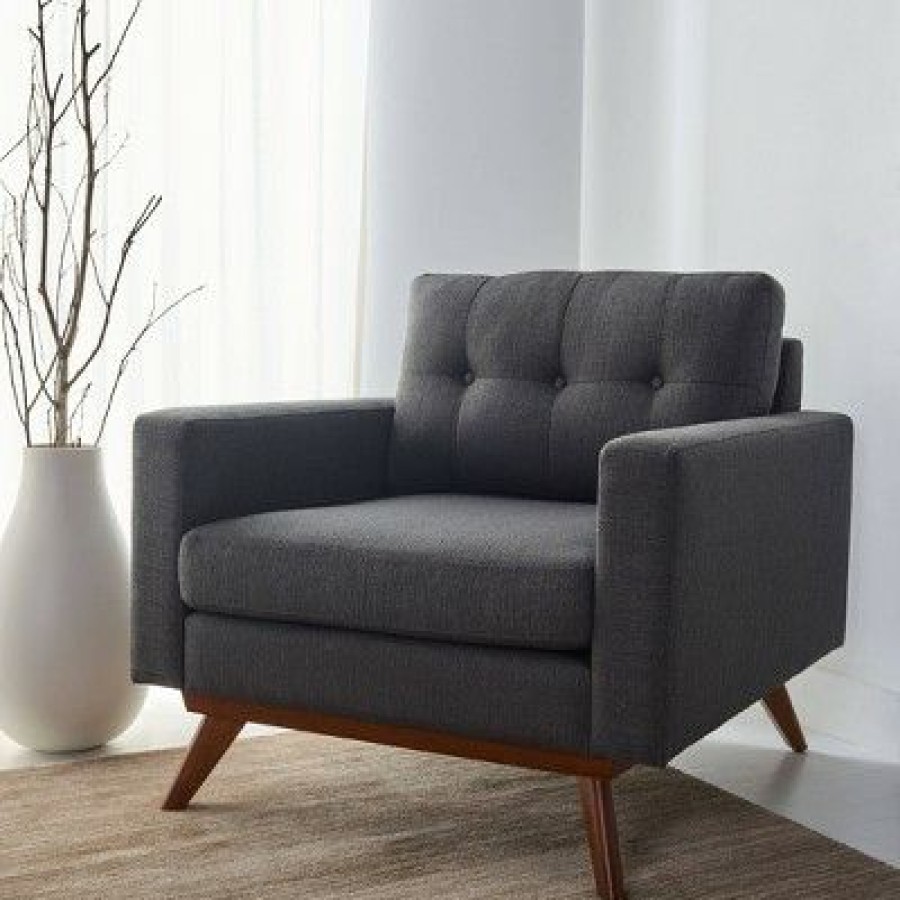 Gneiss Modern Linen Armchair Slate Gray Safavieh | * Hot