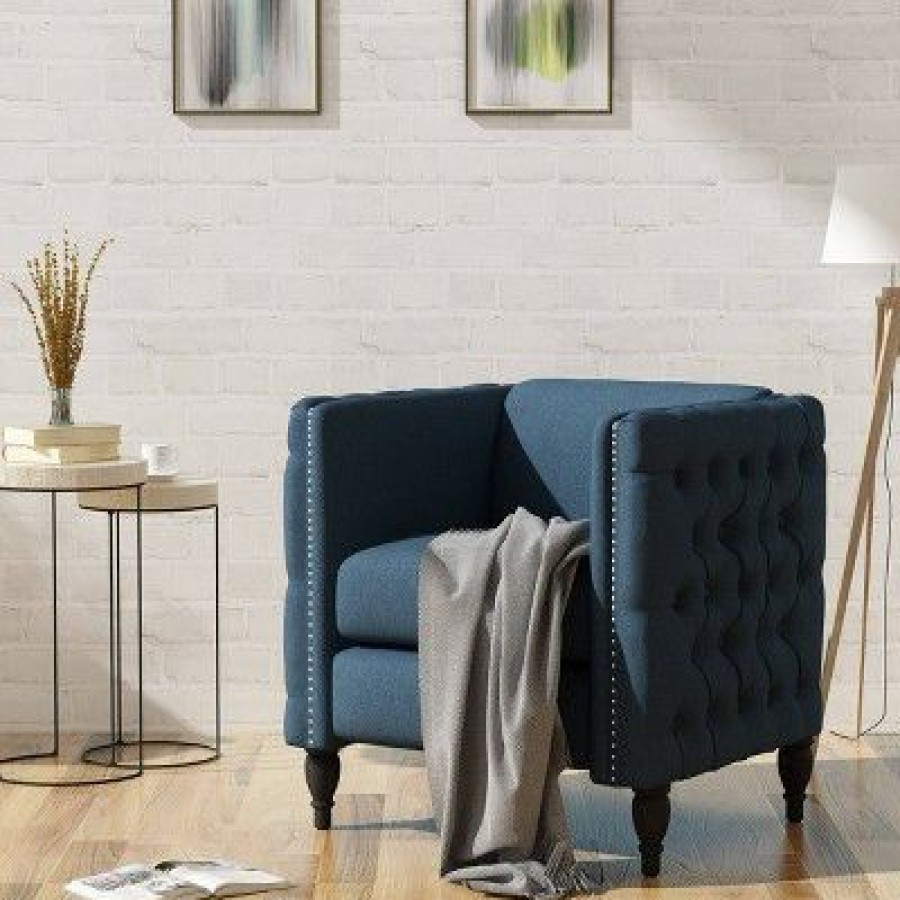 Alira Modern Tufted Armchair Navy Blue Christopher Knight Home | * Wholesale