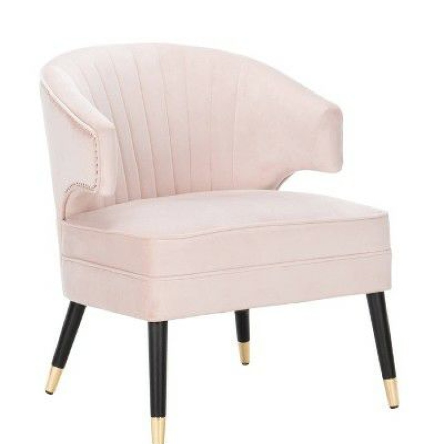 Stazia Wingback Accent Chair Pale Pink/Black Safavieh | * Best