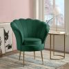 Simple Relax Velvet Scalloped Back Barrel Accent Chair With Metal Legs In Green | * Wholesale