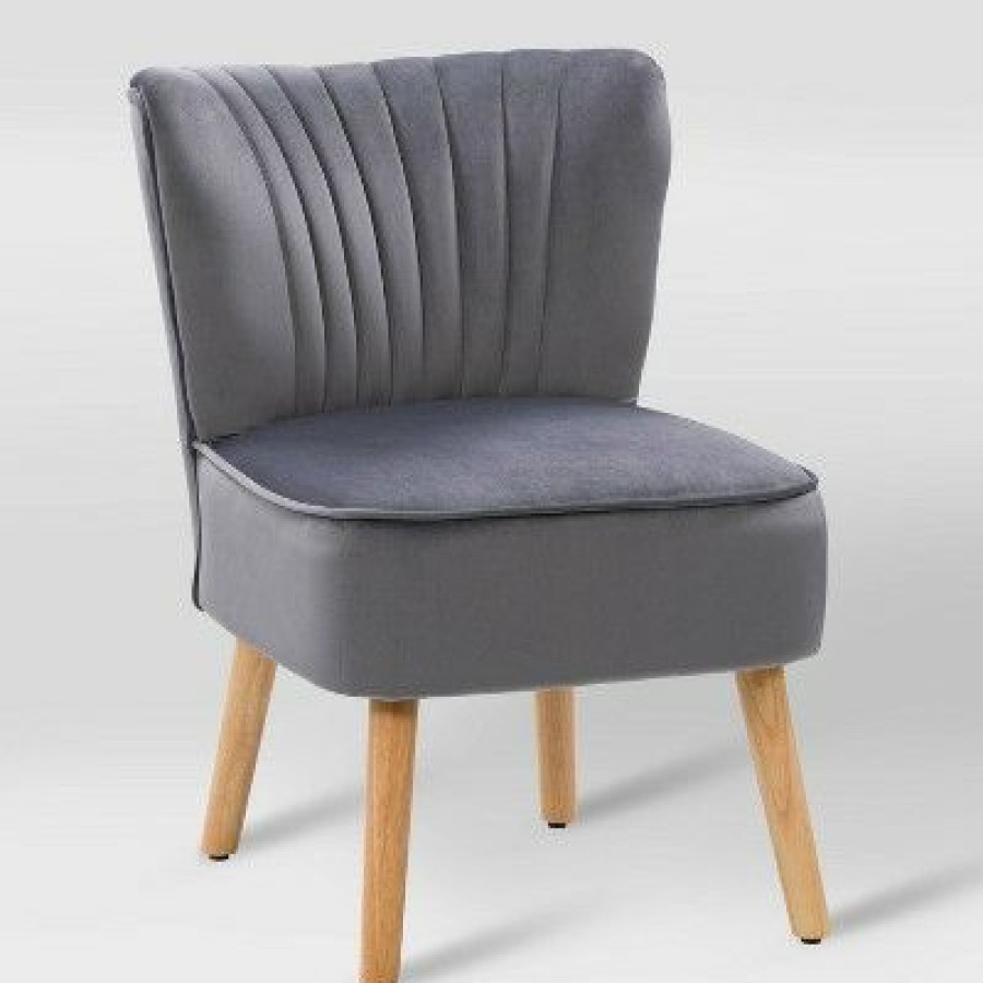 Lynwood Velvet Armless Accent Chair Gray Corliving | * Online