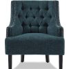 Homelegance Upholstered Diamond Tufted Accent Chair With Sloped Arms, 18 Inch High Seat, And Nailhead Trim, Indigo | * New