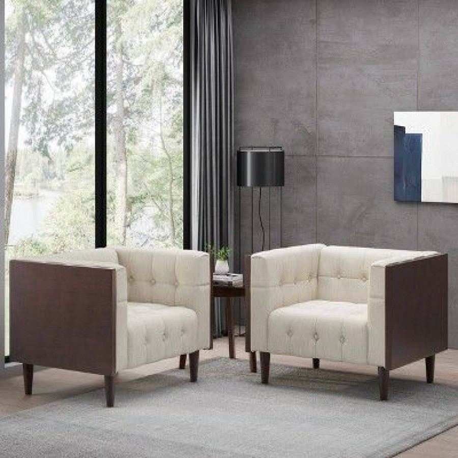 Set Of 2 Mclarnan Contemporary Tufted Club Chairs Christopher Knight Home | * Wholesale