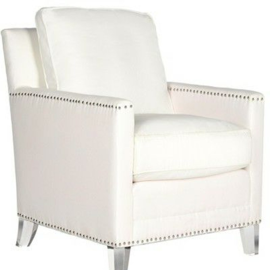 Hollywood Glam Tufted Acrylic White Club Chair W/ Silver Nail Heads White/Clear Safavieh | * Online