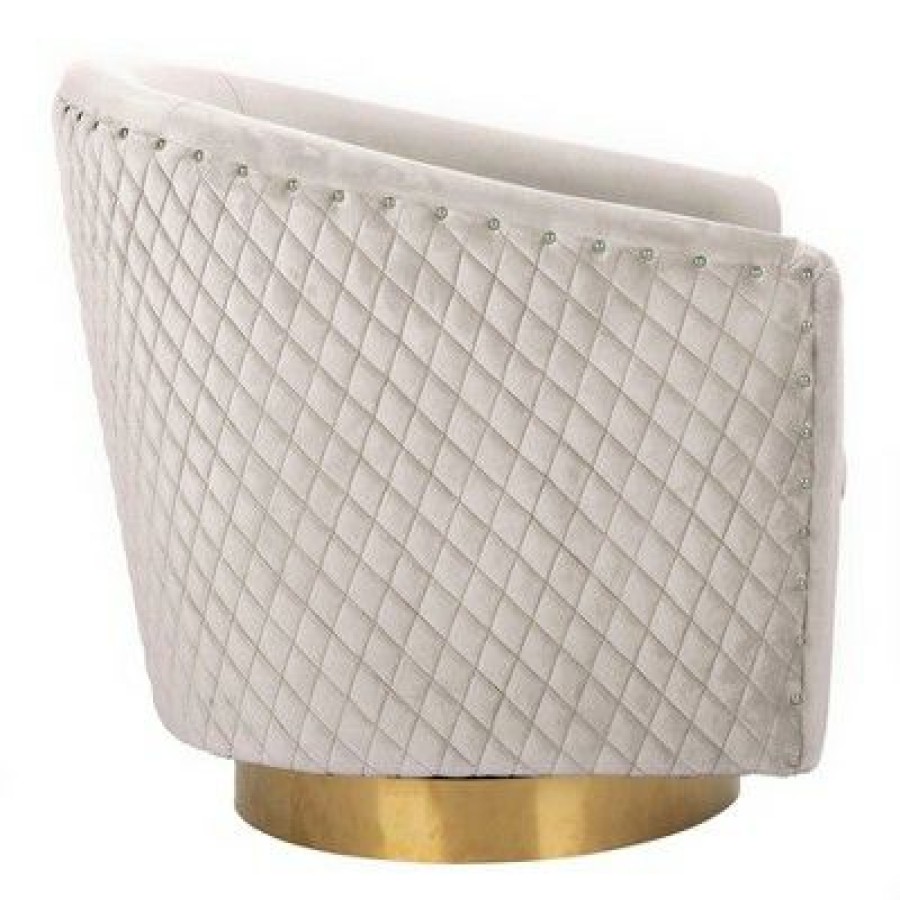 Clara Quilted Swivel Tub Chair Pale Taupe Safavieh | * New