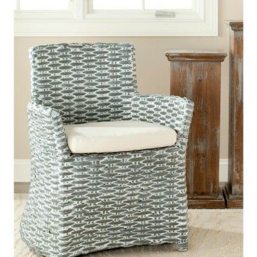 Cabana Rattan Arm Chair Grey White Wash Safavieh | * Clearance