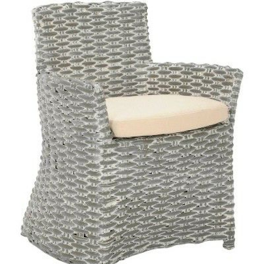 Cabana Rattan Arm Chair Grey White Wash Safavieh | * Clearance