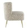 Fran Contemporary Slipper Chair Gold Steel/Tan Leopard Fabric Lumisource | * Clearance