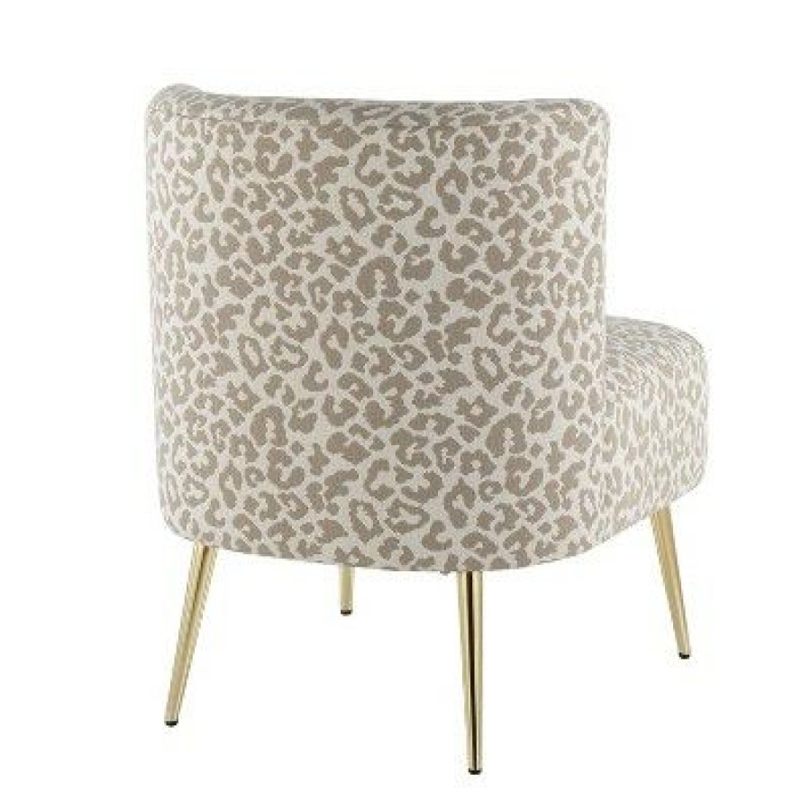 Fran Contemporary Slipper Chair Gold Steel/Tan Leopard Fabric Lumisource | * Clearance