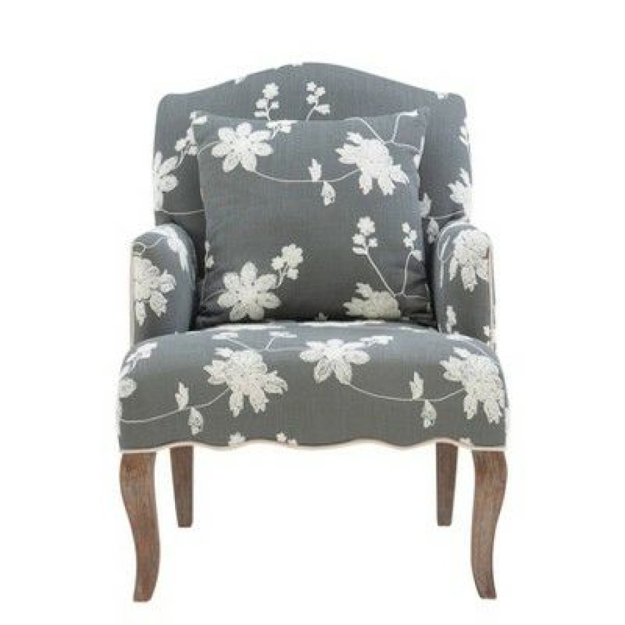 Floral Upholstered Armchair Gray Linon | * Online