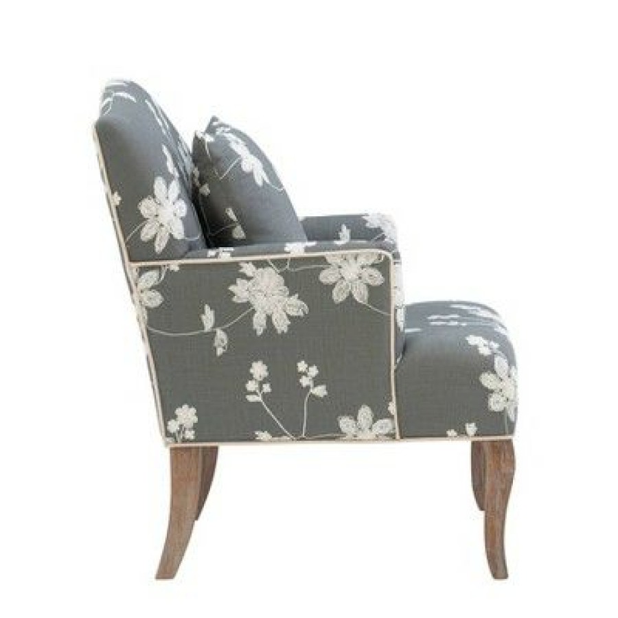 Floral Upholstered Armchair Gray Linon | * Online