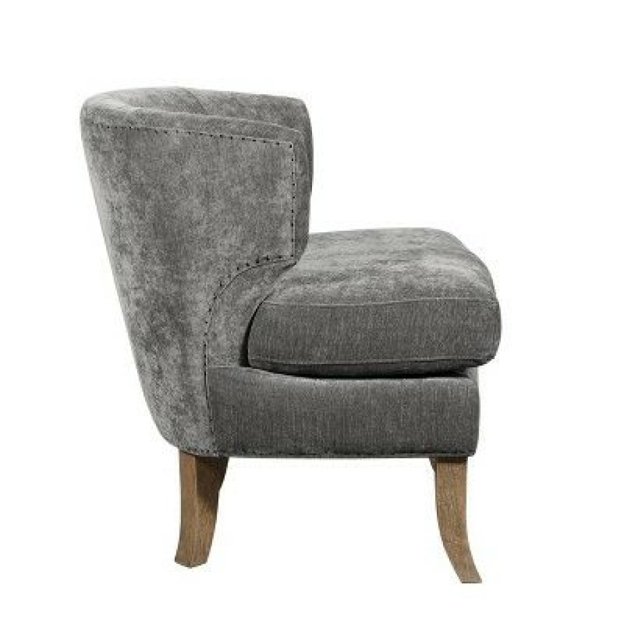 Swansea Wingback Barrel Chair Gray Crushed Velvet Finch | * Hot