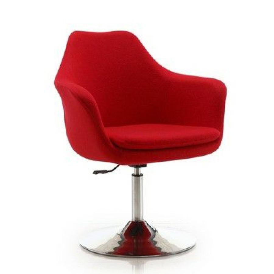 Set Of 2 Kinsey Wool Blend Adjustable Height Swivel Accent Chairs Red Manhattan Comfort | * Online