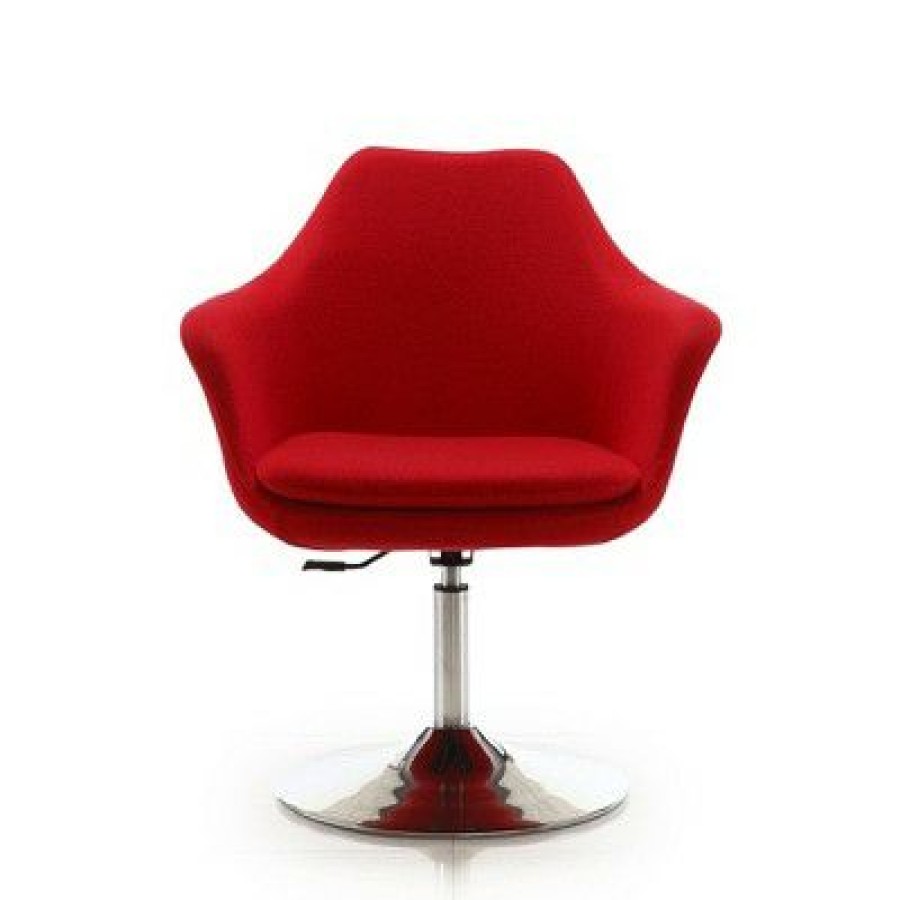 Set Of 2 Kinsey Wool Blend Adjustable Height Swivel Accent Chairs Red Manhattan Comfort | * Online