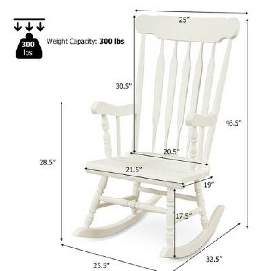 Costway Set Of 2 Wood Rocking Chair Glossy Finish Coffe | * Clearance