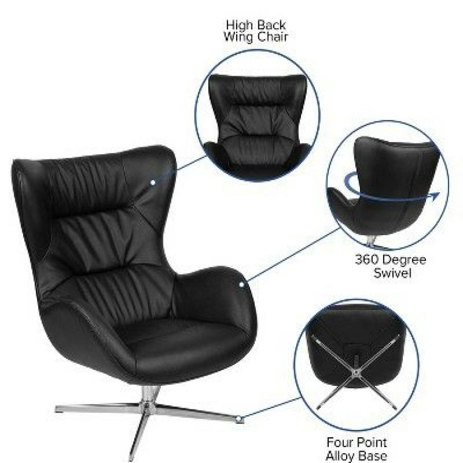 Flash Furniture Home And Office Retro Swivel Wing Accent Chair | * Clearance