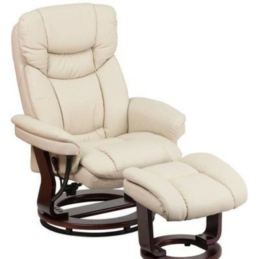 Riverstone Furniture Collection Leather Recliner & Ottoman Beige | * Best