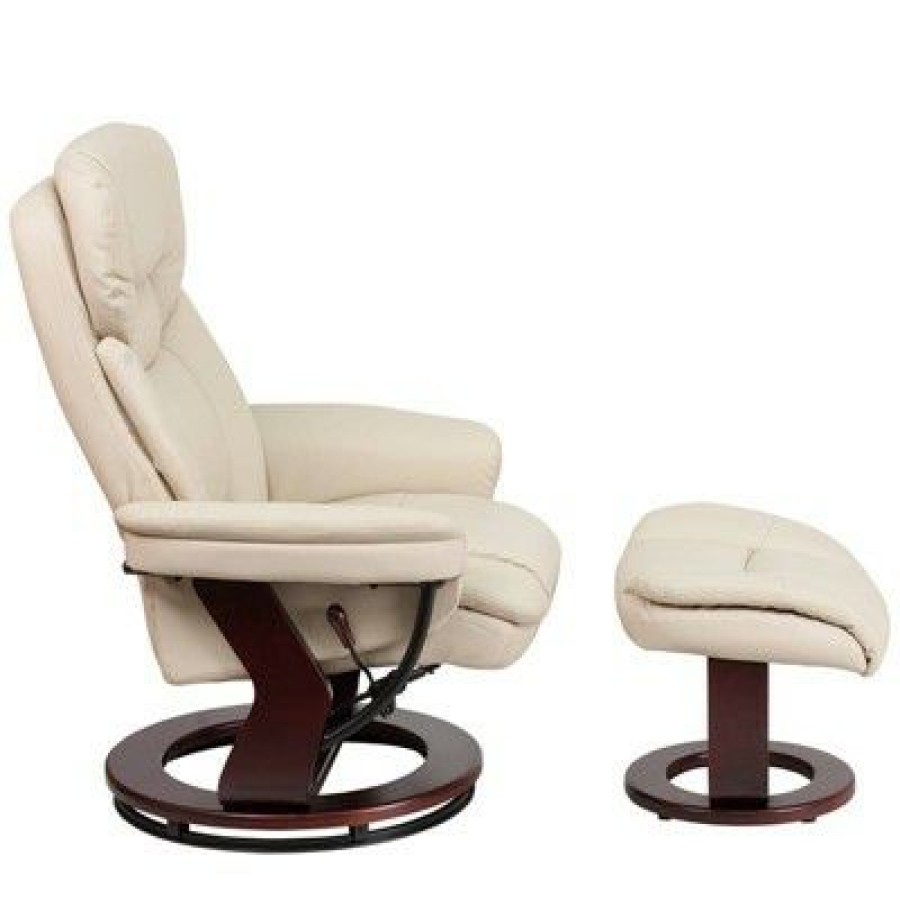 Riverstone Furniture Collection Leather Recliner & Ottoman Beige | * Best