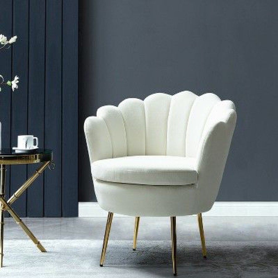 Yves Barrel Chair With Golden Metal Legs | Karat Home | * Online