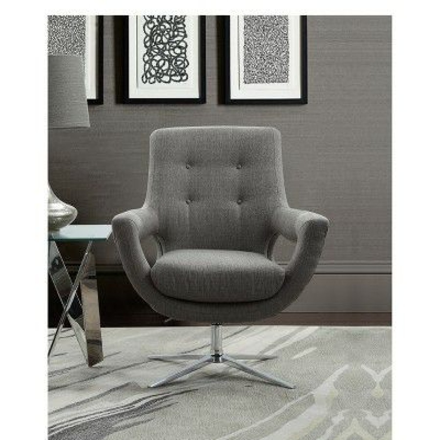 Armen Living Quinn Contemporary Adjustable Swivel Accent Chair Gray | * Online