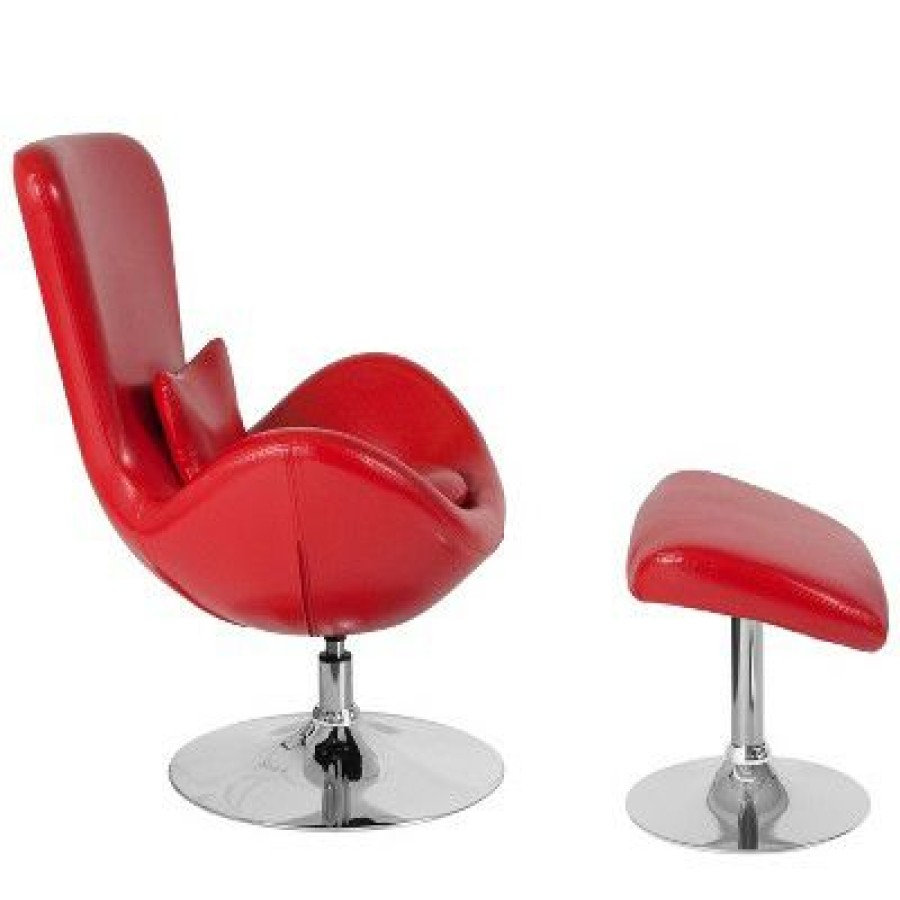 Flash Furniture Egg Series Side Reception Chair With Bowed Seat And Ottoman | * Best