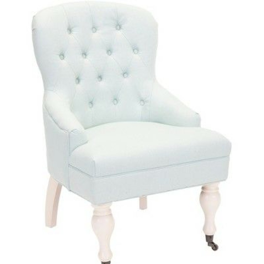 Falcon Tufted Arm Chair Robins Egg Blue Safavieh | * Best