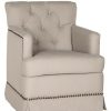 Millicent Swivel Accent Chair With Brass Nail Heads Taupe Safavieh | * Online