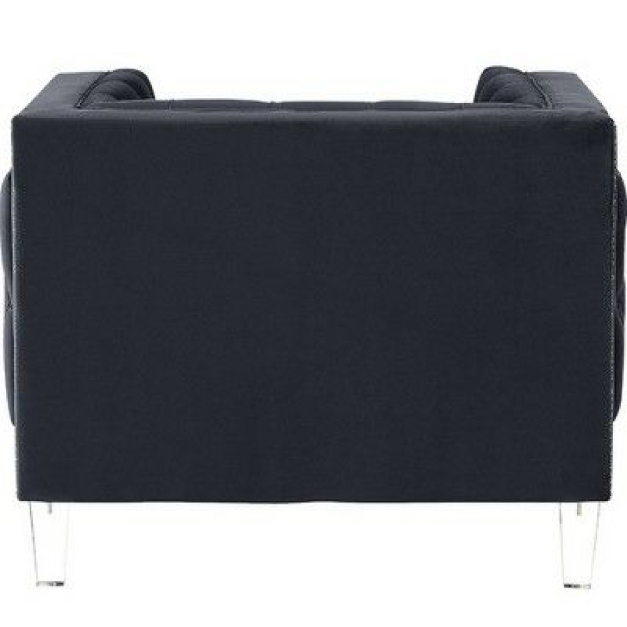 Velvet Upholstered Chair With Tufted Details And Acrylic Legs Benzara | * Clearance