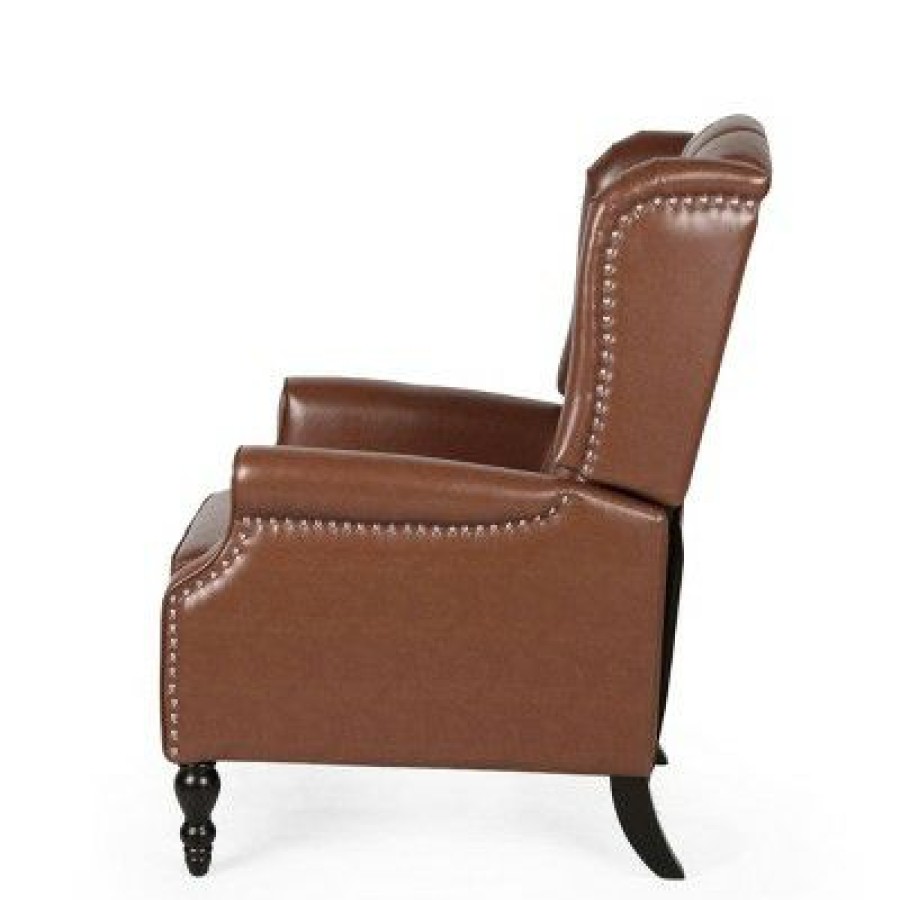 Walter Contemporary Tufted Recliner Cognac Brown/Dark Brown Christopher Knight Home | * New