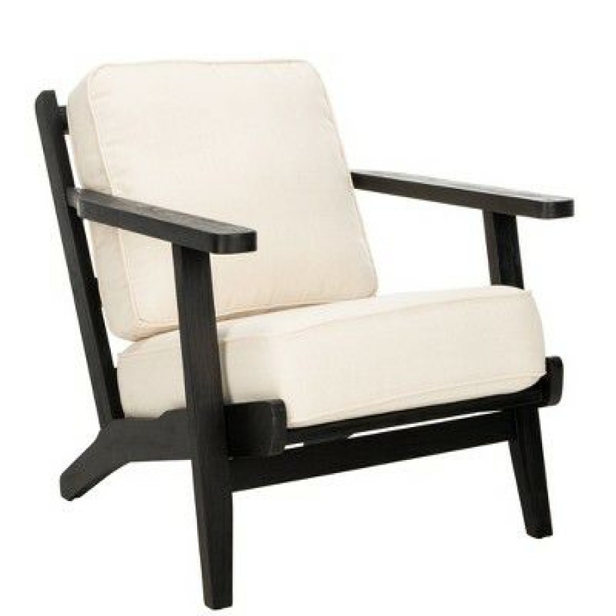 Nico Mid Century Accent Chair Bone White/Black Safavieh | * Clearance