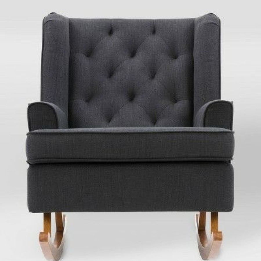 Boston Tufted Fabric Rocking Chair Dark Gray Corliving | * Online