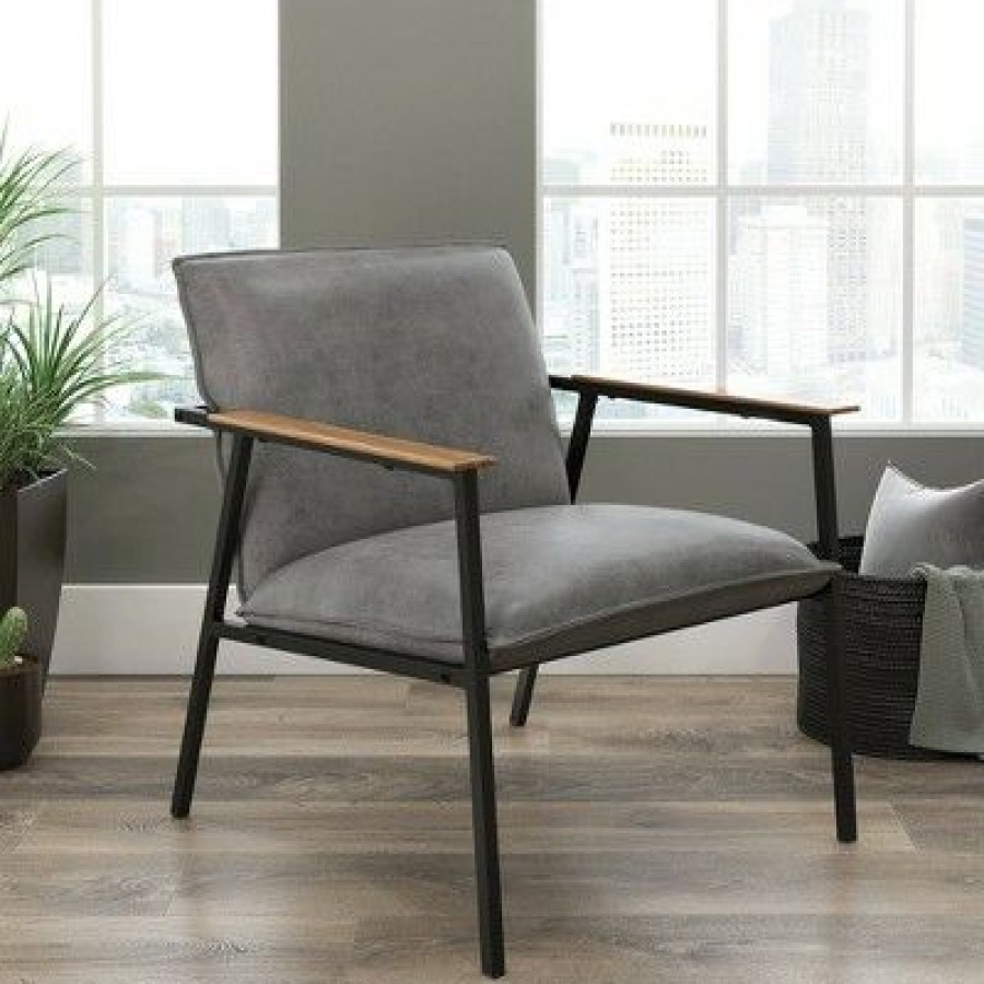 Nova Loft Accent Armchair Gray Faux Leather Sauder | * Best