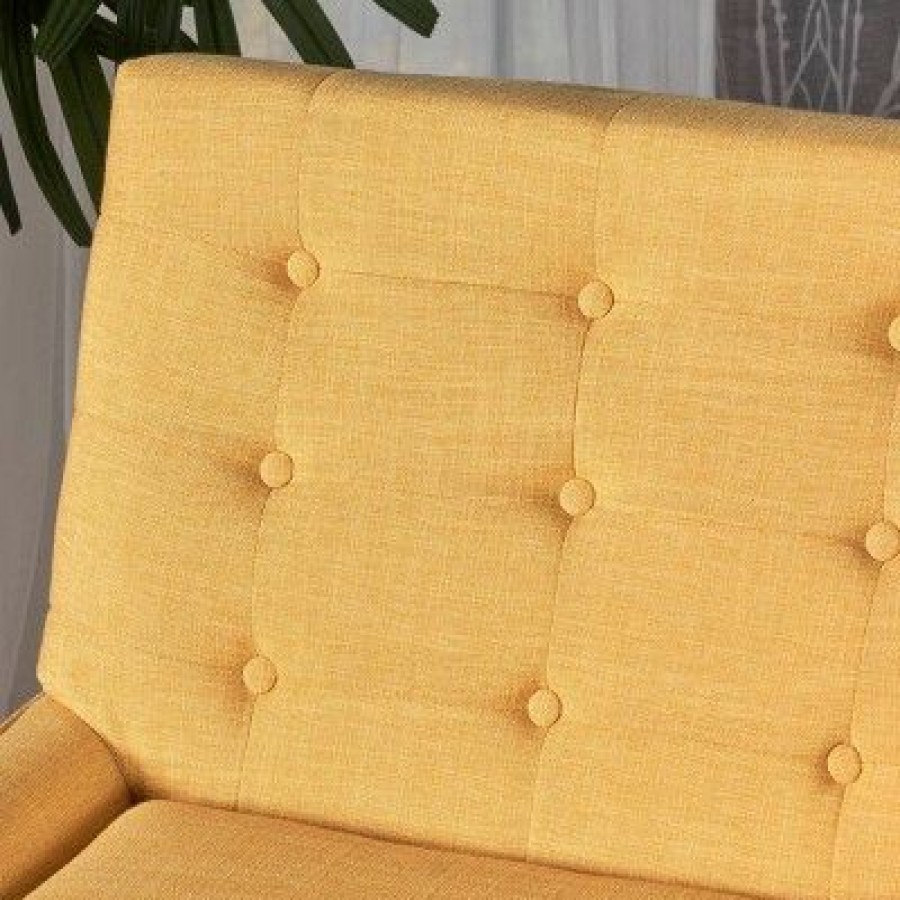 Eilidh Mid Century Tufted Accent Chair Muted Yellow Christopher Knight Home | * Wholesale