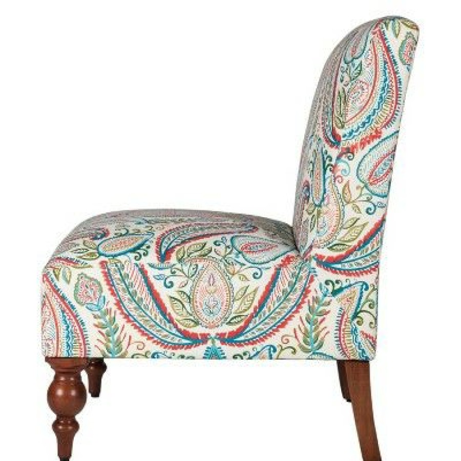 Slipper Accent Chair And Ottoman Coral/Turquoise Homepop | * New