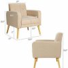 Costway Set Of 2 Accent Chair Upholstered Single Sofa Armchair W/ Wooden Legs | * Best