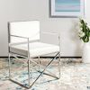 Kian Velvet Directors Chair White/Silver Safavieh | * New