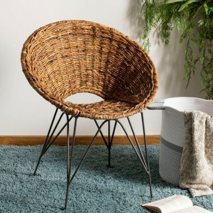 Sierra Rattan Accent Chair Natural/Dark Steel Safavieh | * Online