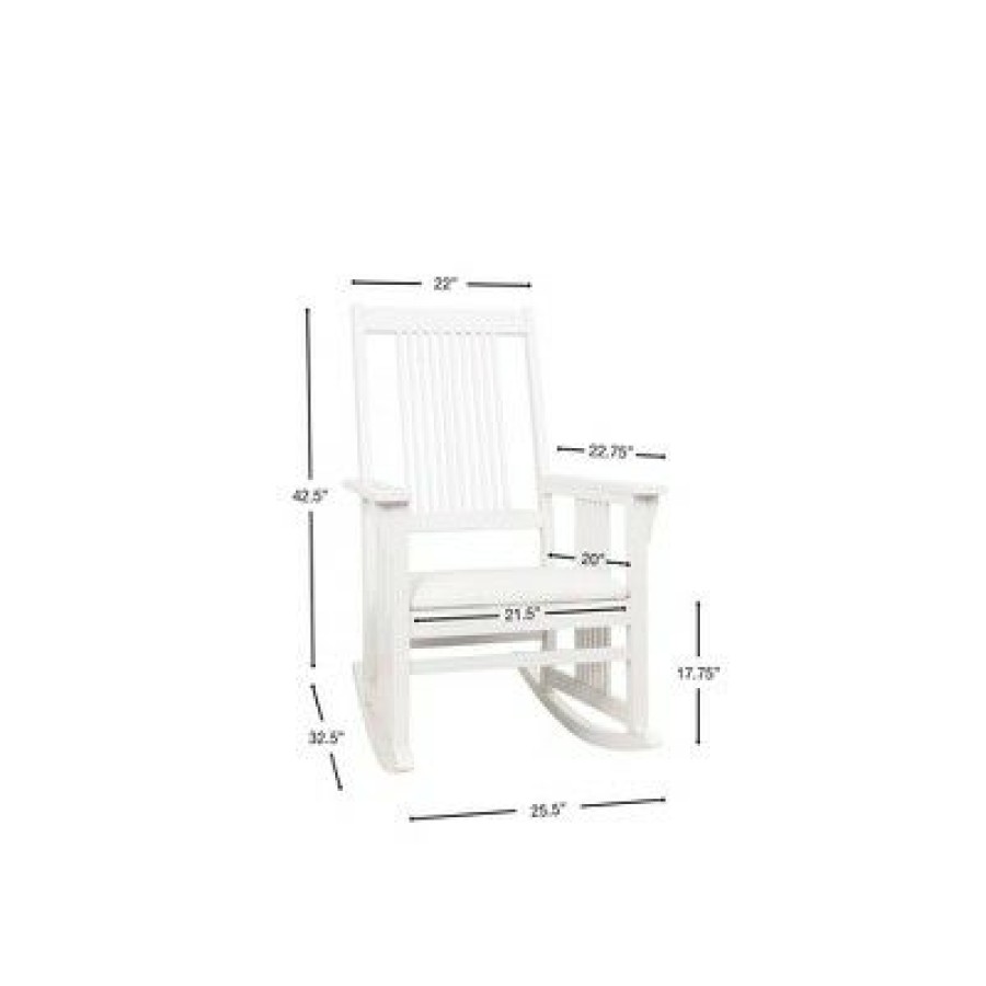 Gift Mark Mission Style Adult Rocking Chair With White Faux Leather Seat | * Online