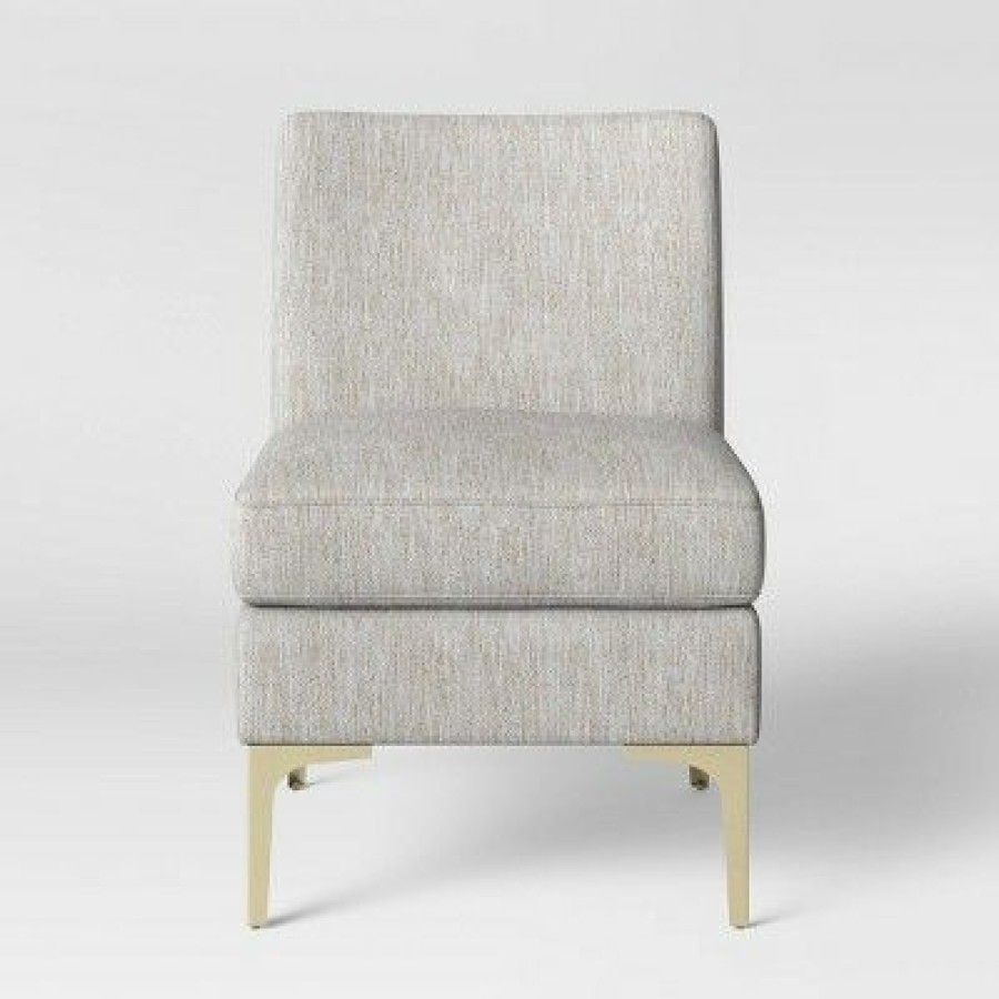 Joslyn Brass Leg Accent Chair Gray Woven Project 62 | * New