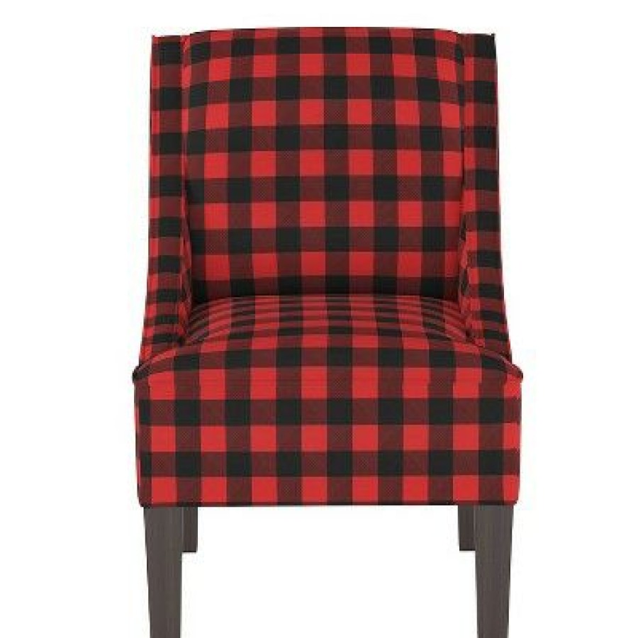 Swoop Armchair Classic Gingham Red Black Skyline Furniture | * Hot