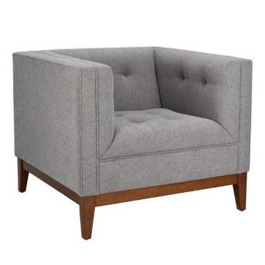 Garnet Linen Tufted Armchair Light Gray Safavieh | * Online