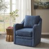 Madison Park Mitchell Slub Weave Wide Seat Swivel Armchair Navy | * Wholesale