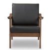 Venza Mid Century Modern Walnut Wood Faux Leather Lounge Chair Black Baxton Studio | * New