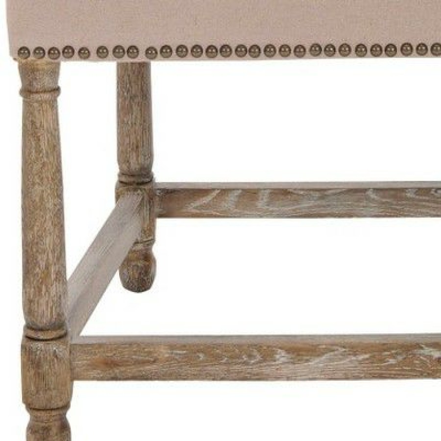 Faxon Arm Chair W/ Brass Nail Heads Taupe Safavieh | * Wholesale