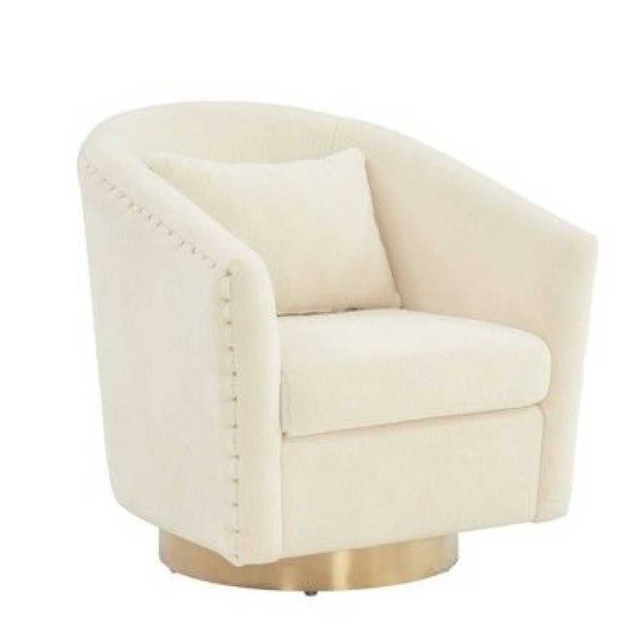 Clara Quilted Swivel Tub Chair Ivory Safavieh | * Wholesale