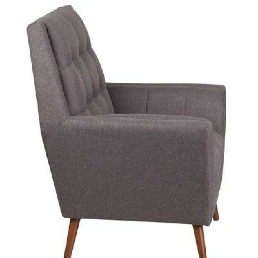 Hercules Contemporary Tufted Armchair Gray Riverstone Furniture | * Clearance